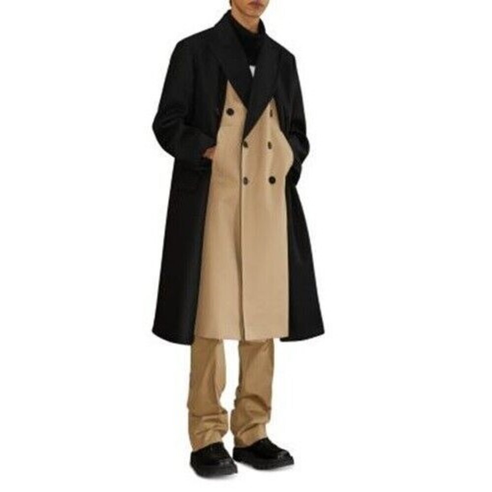 NEIL BARRETT Coat Mens Size 50 Black Wool Trench Overcoat Double Layer